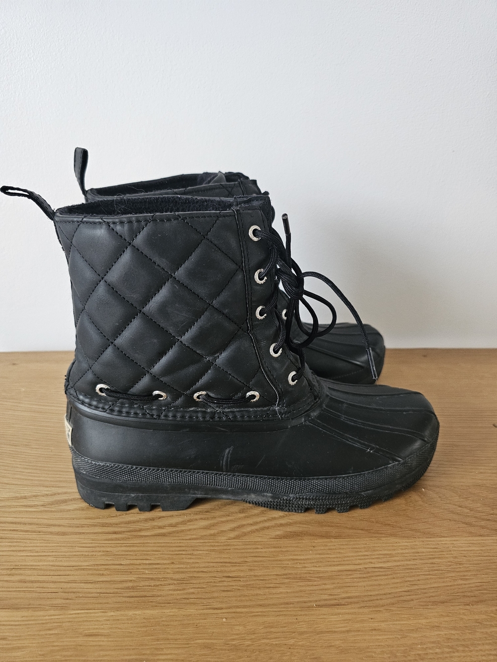Sperry Top Sider Quilted Black Lace-Up Gosling Duck Boots Size 8 Womens - Picture 3 of 10